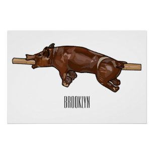 Póster Ilustracion de personalizado asado de cerdo / cerd