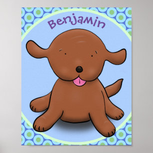 Póster Ilustracion de personalizado azul de cachorro aleg