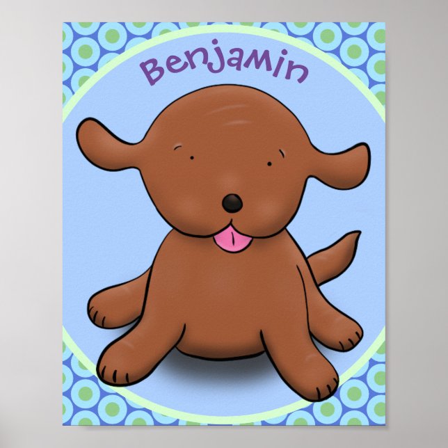 Póster Ilustracion de personalizado azul de cachorro aleg (Frente)