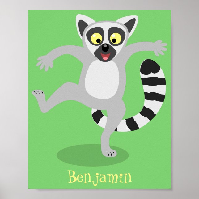 Póster Ilustracion de personalizado bailador de lémur de  (Frente)
