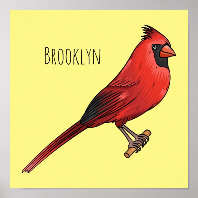 Póster Ilustracion de personalizado de aves cardinales de (Frente)