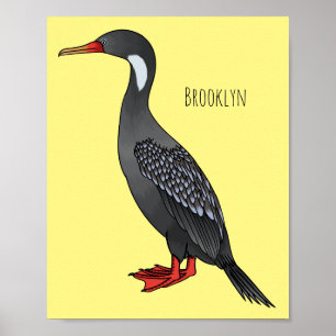 Póster Ilustracion de personalizado de aves cormoranes de