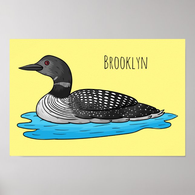 Póster Ilustracion de personalizado de aves de Loon (Frente)