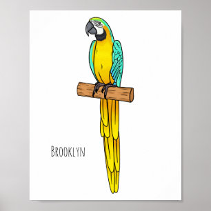 Póster Ilustracion de personalizado de aves de macao azul