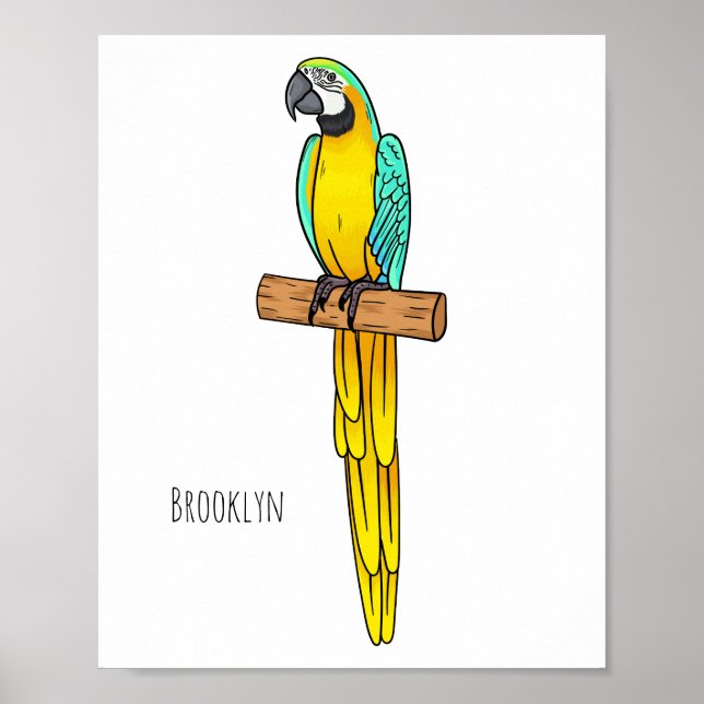 Póster Ilustracion de personalizado de aves de macao azul (Frente)
