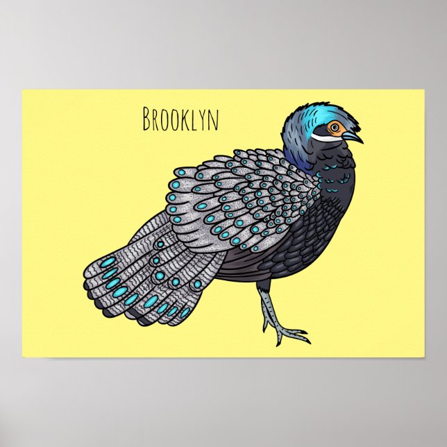 Póster Ilustracion de personalizado de aves de pavo real  (Frente)