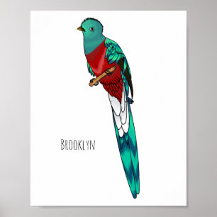 Póster Ilustracion de personalizado de aves quetzales res