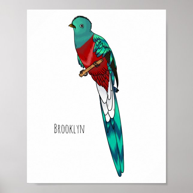 Póster Ilustracion de personalizado de aves quetzales res (Frente)