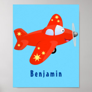 Póster Ilustracion de personalizado de avión rojo con vue
