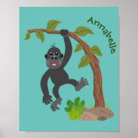 Ilustracion de personalizado de bebé gorila feliz