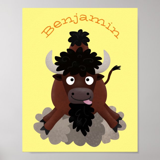 Póster Ilustracion de personalizado de bisontes búfalos d (Frente)