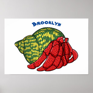 Póster Ilustracion de personalizado de cangrejo ermitaño