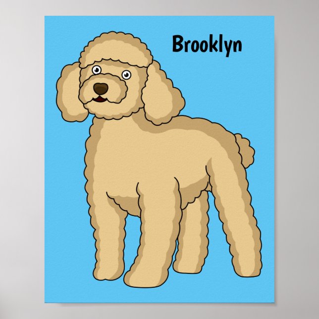 Póster Ilustracion de personalizado de caniche marrón fel (Frente)