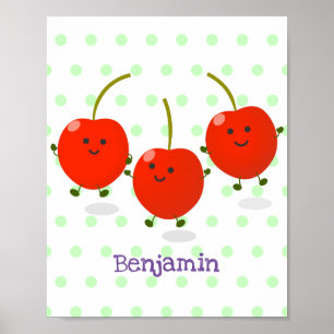 Póster Ilustracion de personalizado de cerezas rojas de s
