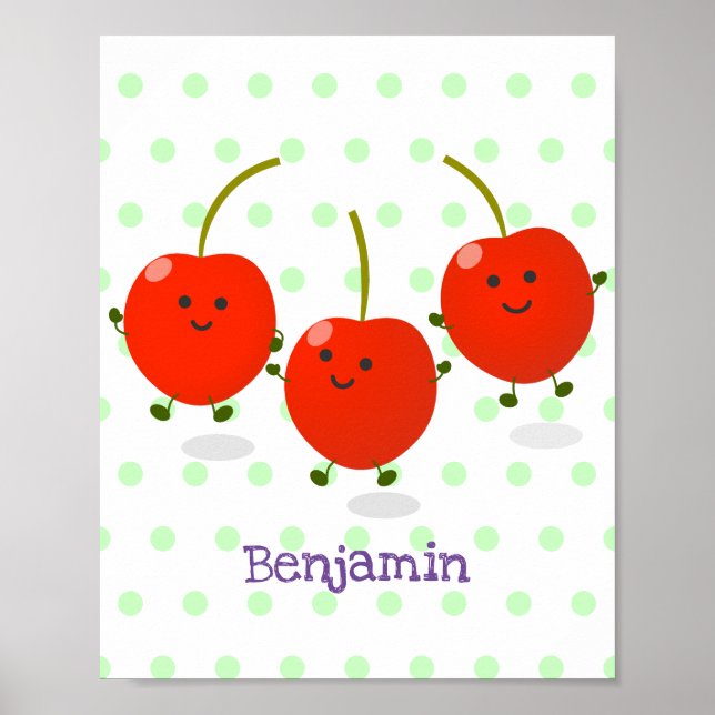 Póster Ilustracion de personalizado de cerezas rojas de s (Frente)