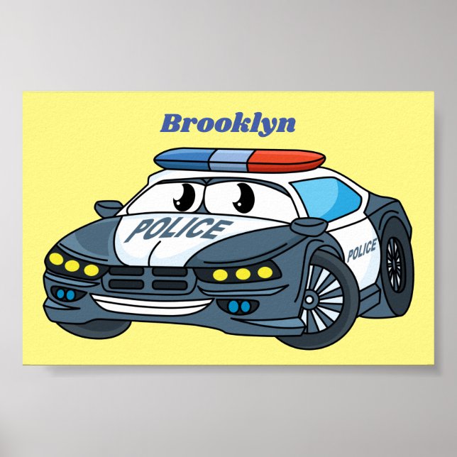 Póster Ilustracion de personalizado de coche de policía f (Frente)