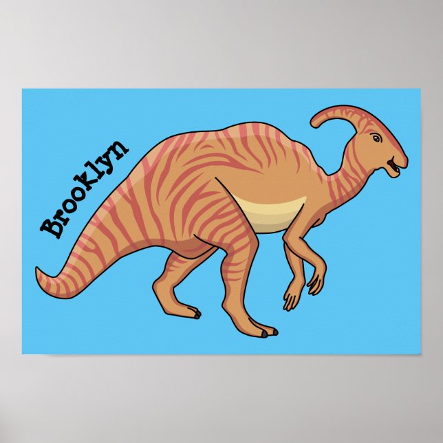 Póster Ilustracion de personalizado de dinosaurios de par (Frente)