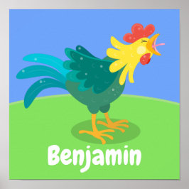 Póster Ilustracion de personalizado de gallo alegre