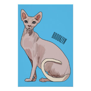 Póster Ilustracion de personalizado de gatos Sfinx