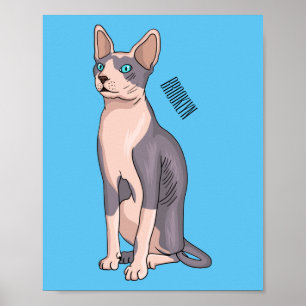 Póster Ilustracion de personalizado de gatos Sfinx