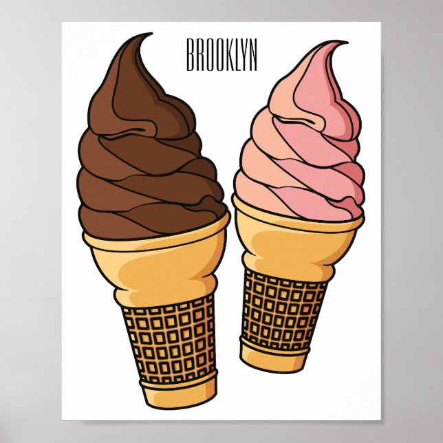 Póster Ilustracion de personalizado de helado de cono (Frente)