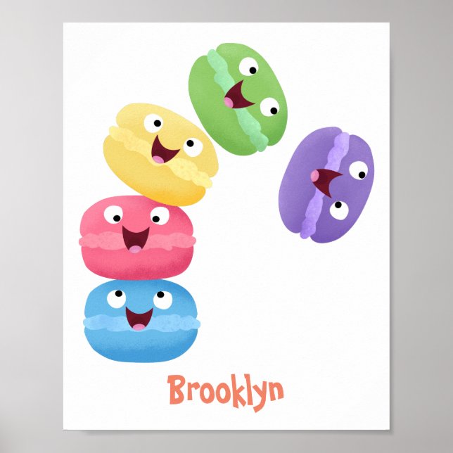 Póster Ilustracion de personalizado de macarons graciosos (Frente)