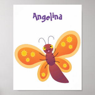 Póster Ilustracion de personalizado de mariposa naranja f
