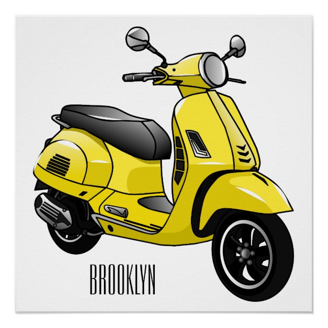 Póster Ilustracion de personalizado de motocicleta con ci (Anverso)
