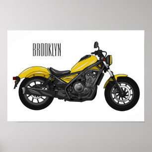 Póster Ilustracion de personalizado de motocicleta de cru
