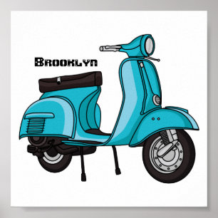 Póster Ilustracion de personalizado de motocicletas con c
