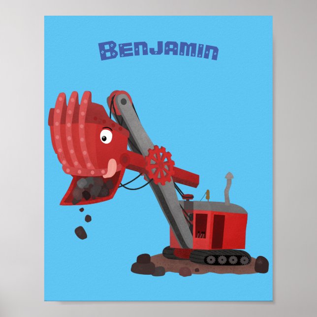 Póster Ilustracion de personalizado de pala de vapor roja (Frente)