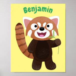 Póster Ilustracion de personalizado de panda rojo