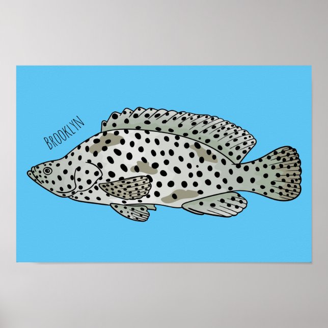 Póster Ilustracion de personalizado de peces de mero de j (Frente)