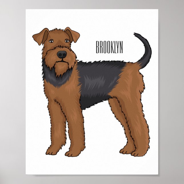 Póster Ilustracion de personalizado de perro Airedale ter (Frente)