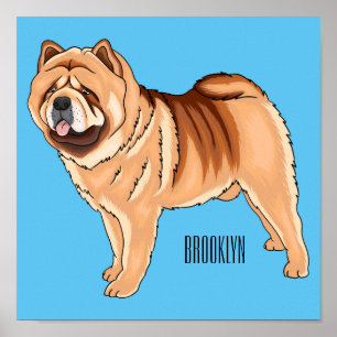 Póster Ilustracion de personalizado de perro Chow Chow