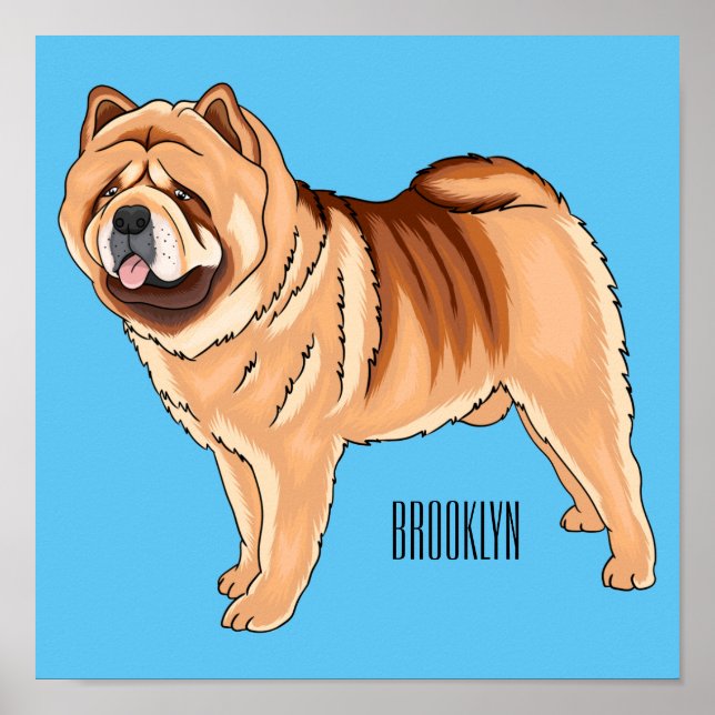 Póster Ilustracion de personalizado de perro Chow Chow (Frente)