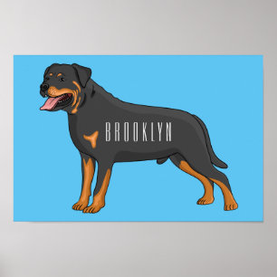 Póster Ilustracion de personalizado de perro de Rottweile