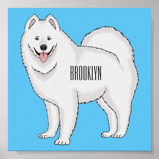 Póster Ilustracion de personalizado de perro de Samoyed (Frente)
