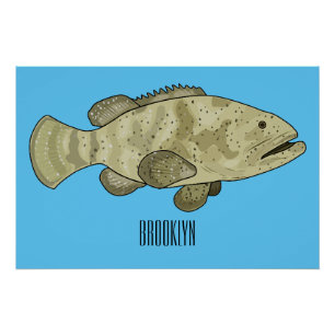 Póster Ilustracion de personalizado de pescado de grupo