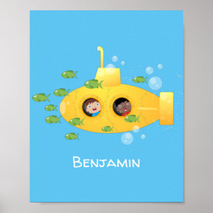 Póster Ilustracion de personalizado de pescado submarino 