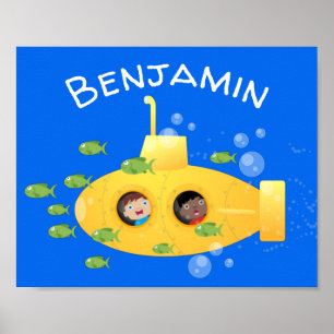 Póster Ilustracion de personalizado de pescado submarino