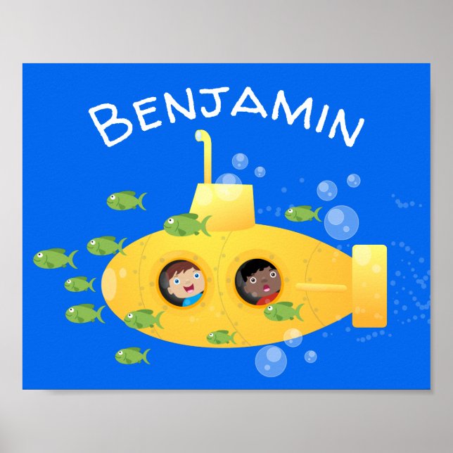 Póster Ilustracion de personalizado de pescado submarino  (Frente)
