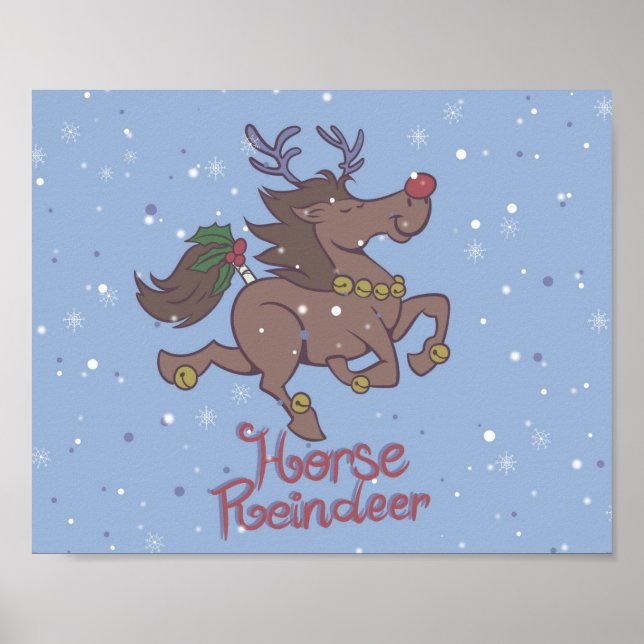 Póster Ilustracion de personalizado de renos de caballos (Frente)