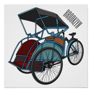 Póster Ilustracion de personalizado de rickshaw en bicicl
