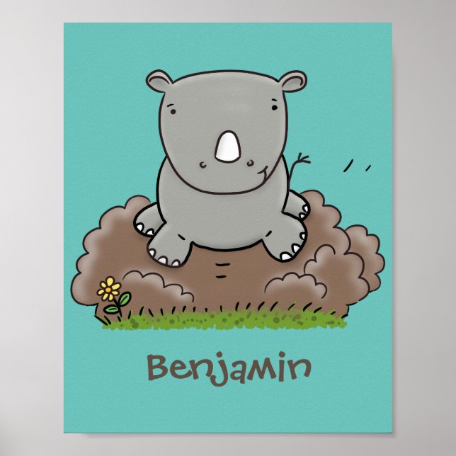 Póster Ilustracion de personalizado de rinocerontes (Frente)