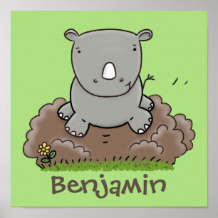 Póster Ilustracion de personalizado de rinocerontes