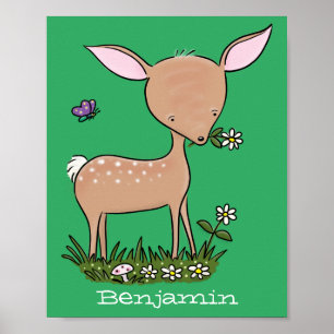 Póster Ilustracion de personalizado de venado lindo y fel