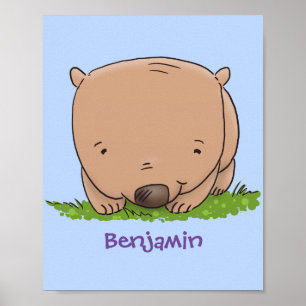 Póster Ilustracion de personalizado de wombat para bebé l