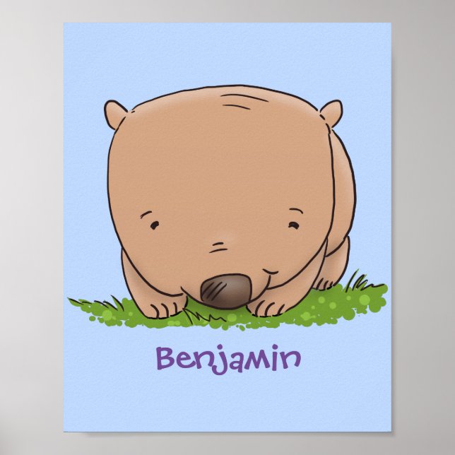 Póster Ilustracion de personalizado de wombat para bebé l (Frente)