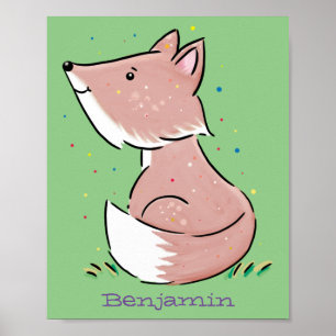 Póster Ilustracion de personalizado de zorro bebé